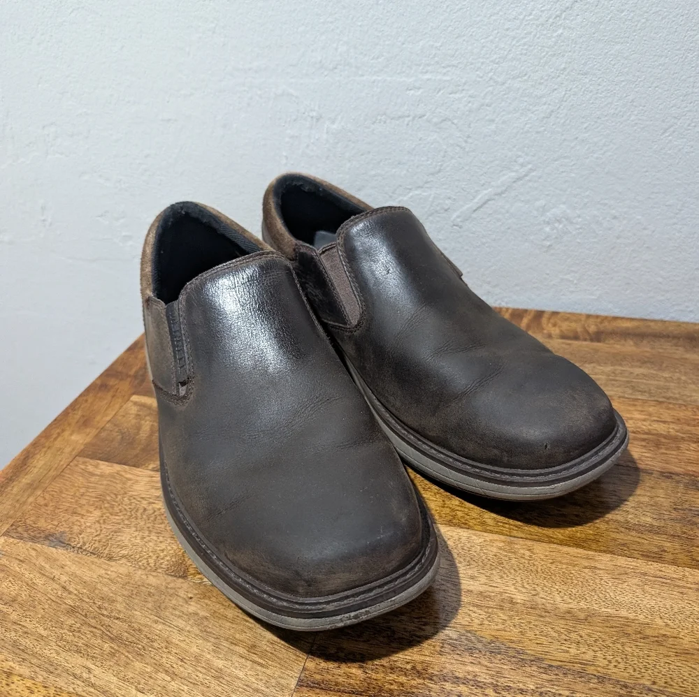 Merrell Dark Brown Leather Slip-On Loafers‎ Mens Size